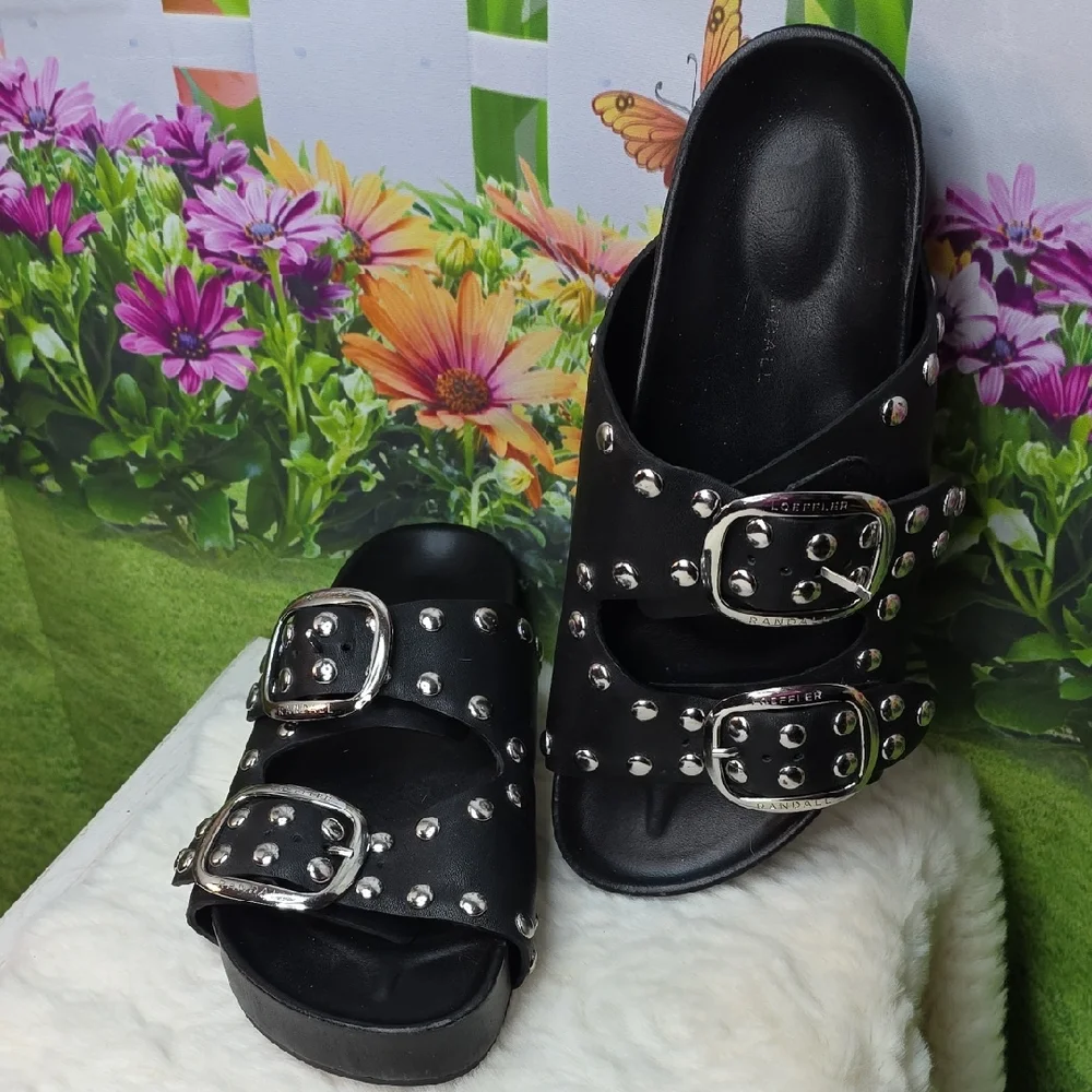 Loeffler Randall Black Studded Sandals In 9 - Picture 3 of 10